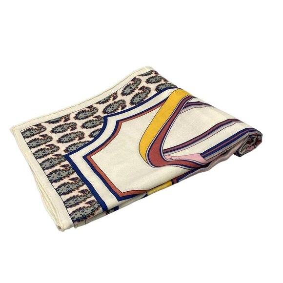 Auth HERMES Carre Geant, Carres 140 - Cream Pink Multi Cashmere Silk Scarf - Picture 1 of 7